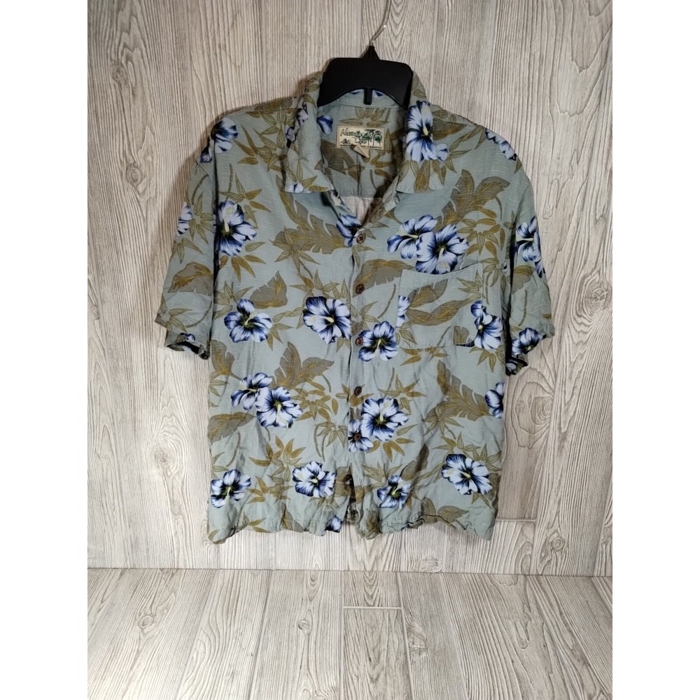 Vintage‎ Havana Jacks Cafe Button Up Shirt Men's L Green 100% Hawaiian Adult